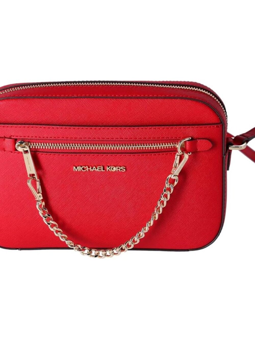 Michael Kors Jet Set Large Saffiano Leather Crossbody Bag In Chili (rich red)